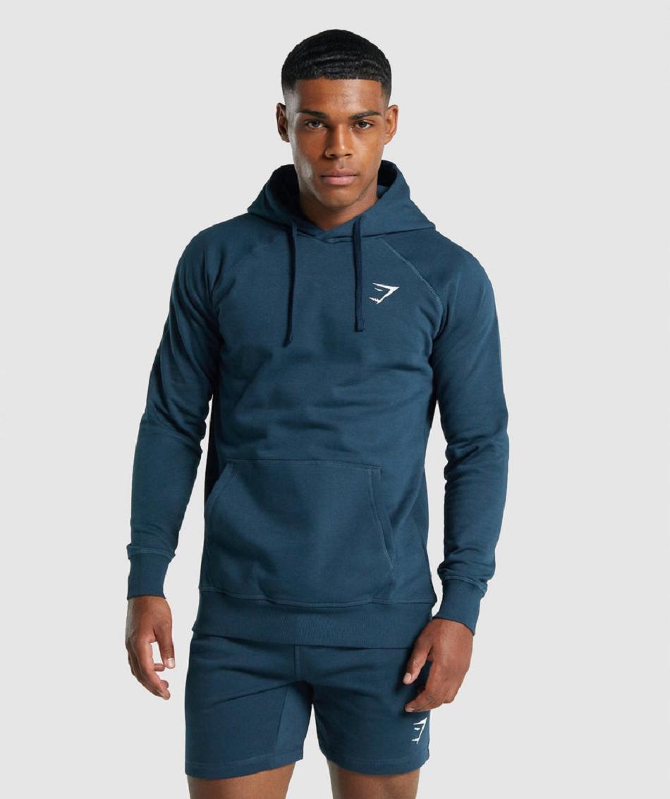 Sudadera Con Capucha Gymshark Crest Hombre Azul Marino | CO 3612AHK